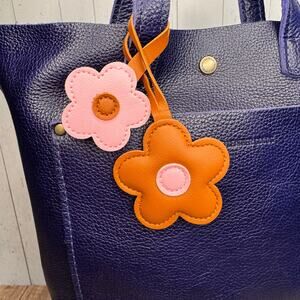 Brown Pink Flower Bag Charm Spring Purse Charm NEW Pink Crossbody Accessories